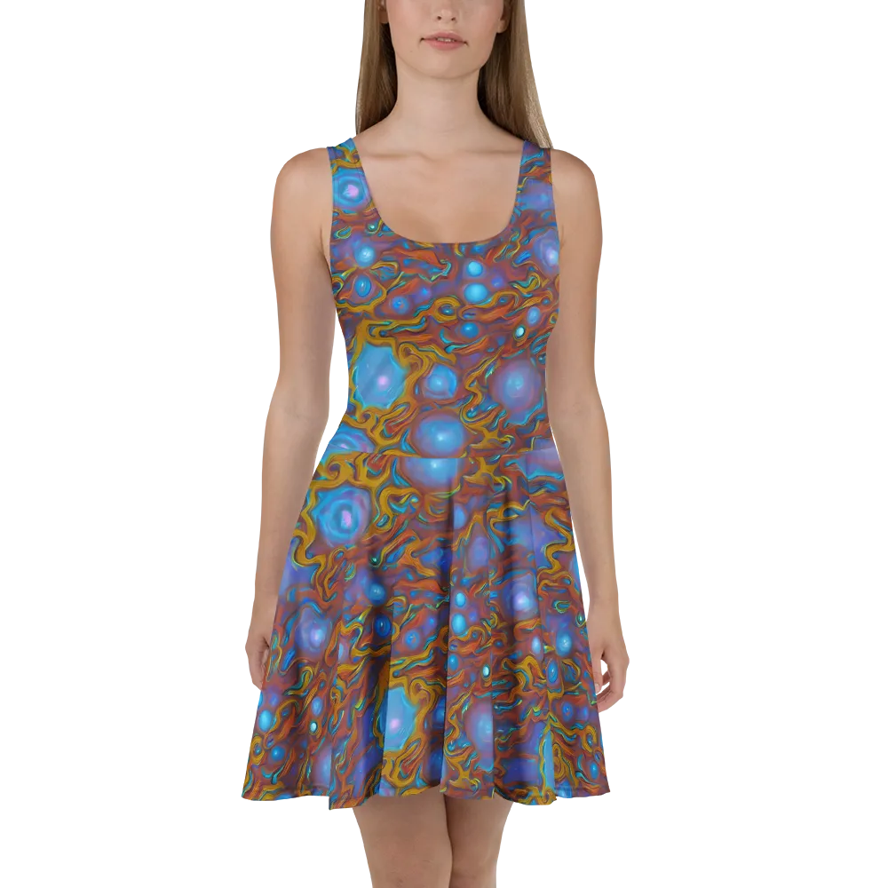 Sapphire Current on Skater Dress — Front