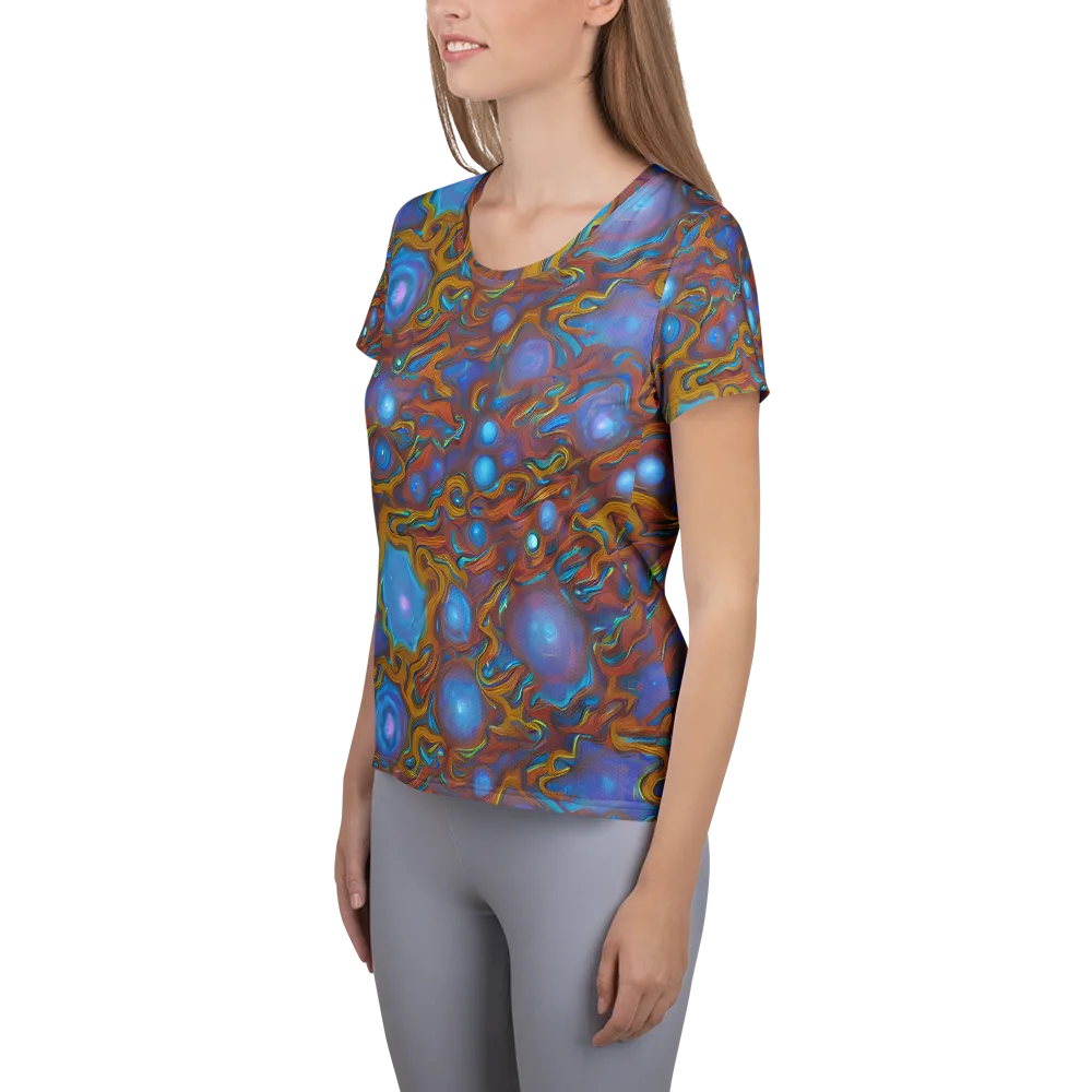 Sapphire Current on Women's Athletic T-Shirt — Left