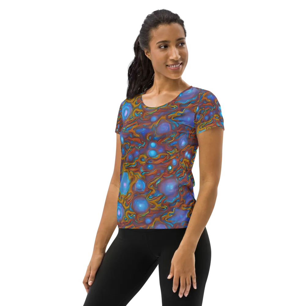 Sapphire Current on Women's Athletic T-Shirt — Left