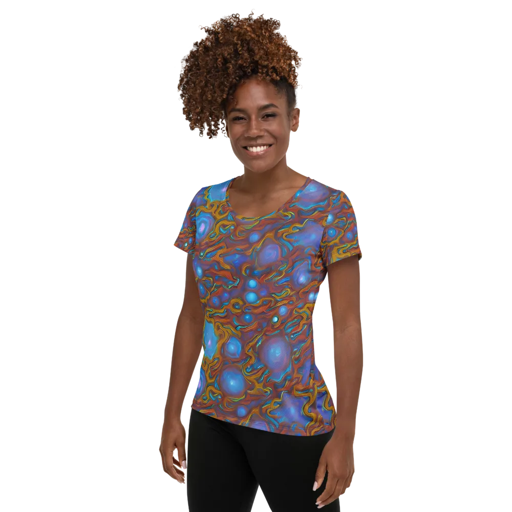 Sapphire Current on Women's Athletic T-Shirt — Left