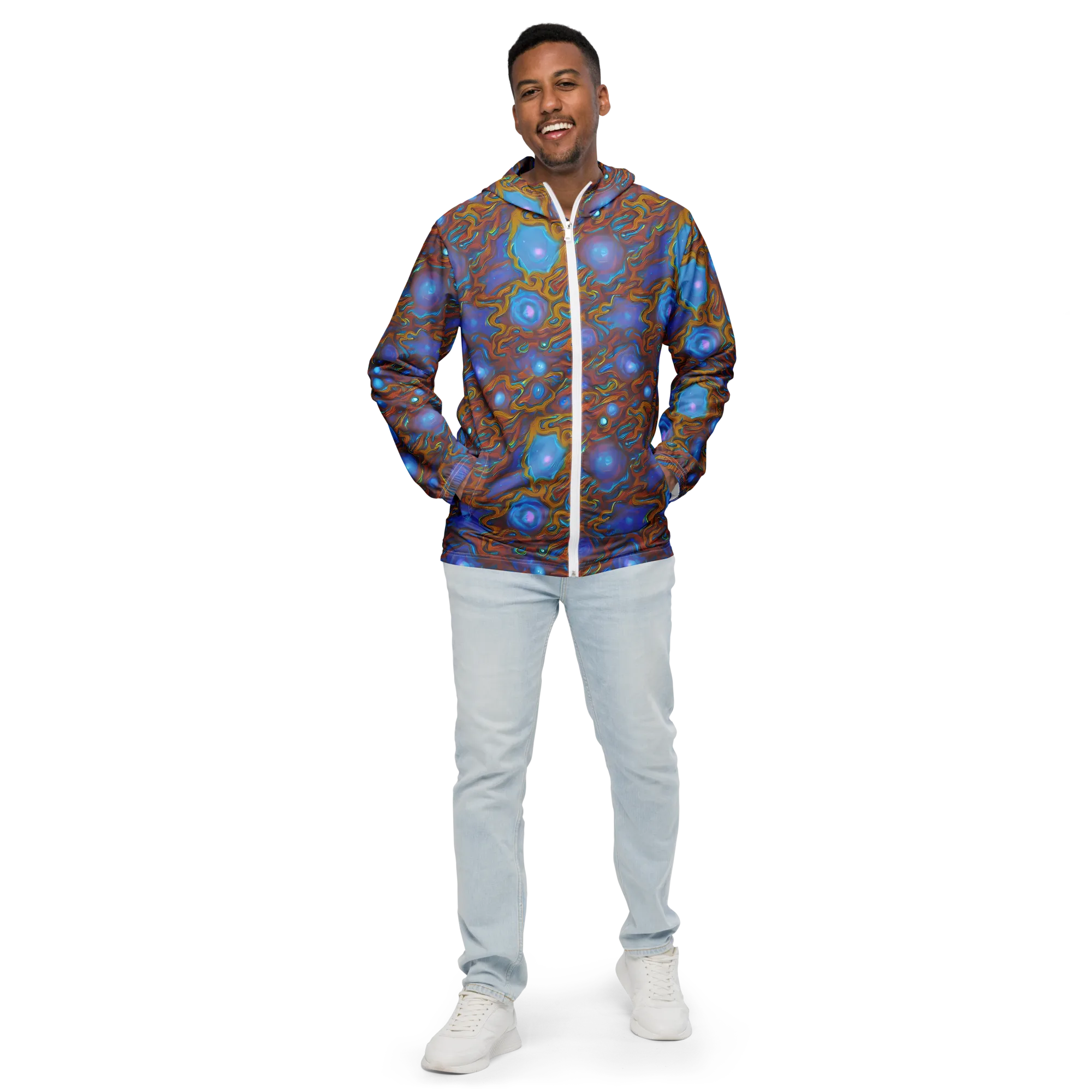 Sapphire Current on Men's Windbreaker — Front