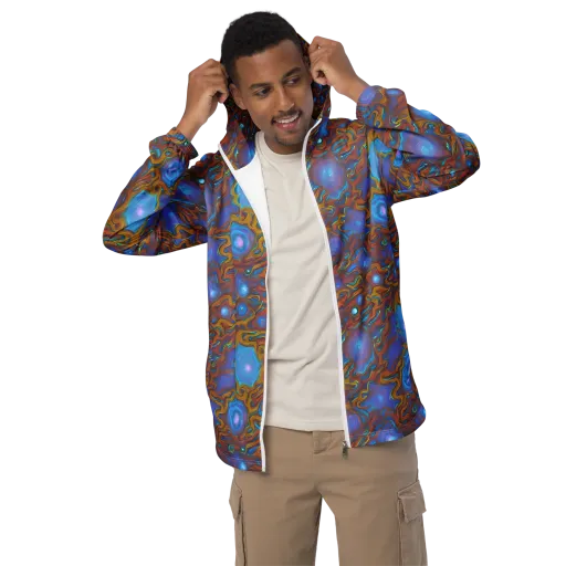 Sapphire Current on a Men's Windbreaker