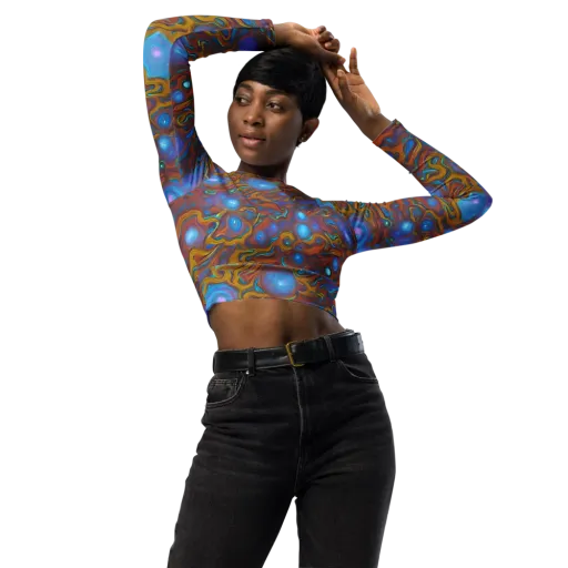 Sapphire Current on a Long Sleeve Crop Top