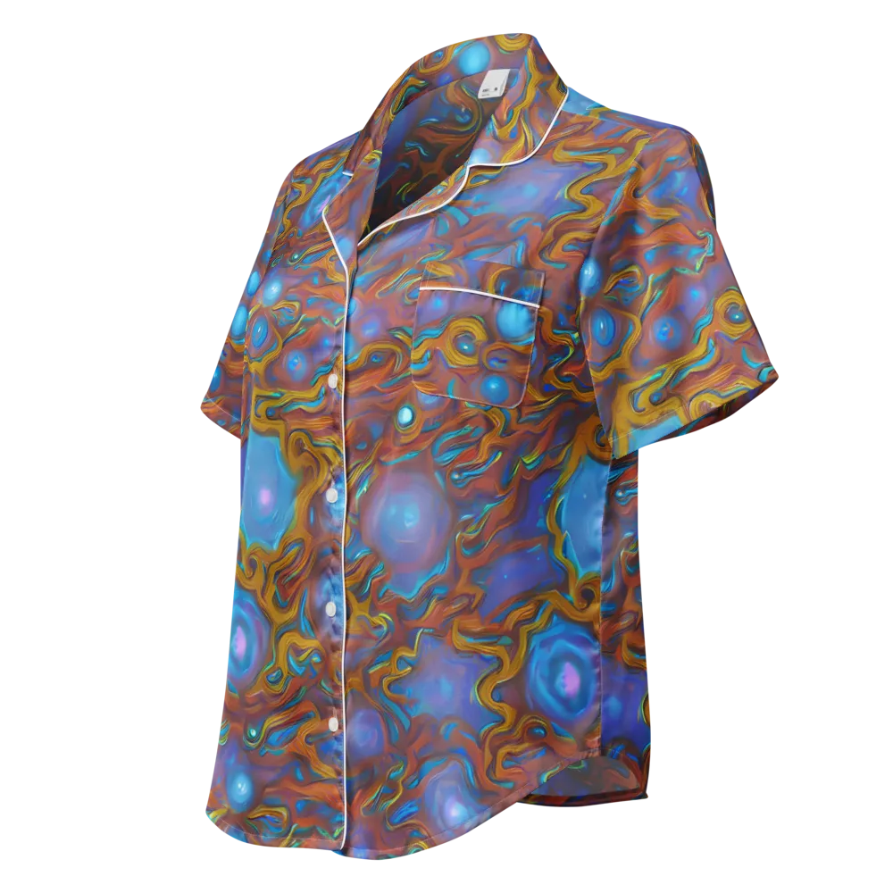Sapphire Current on Women's Short Sleeve Pajama Top — Left Front