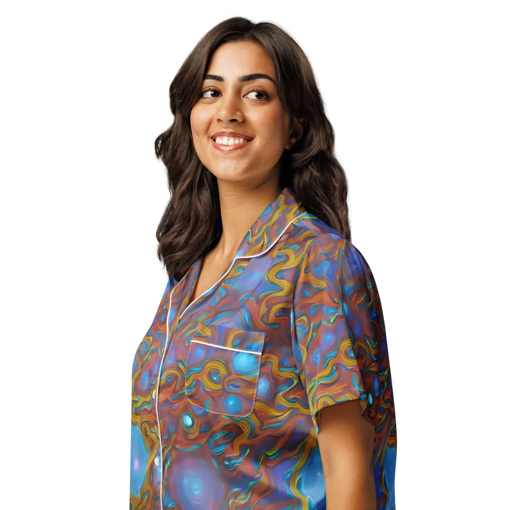 Sapphire Current on Women's Short Sleeve Pajama Top — Left Front
