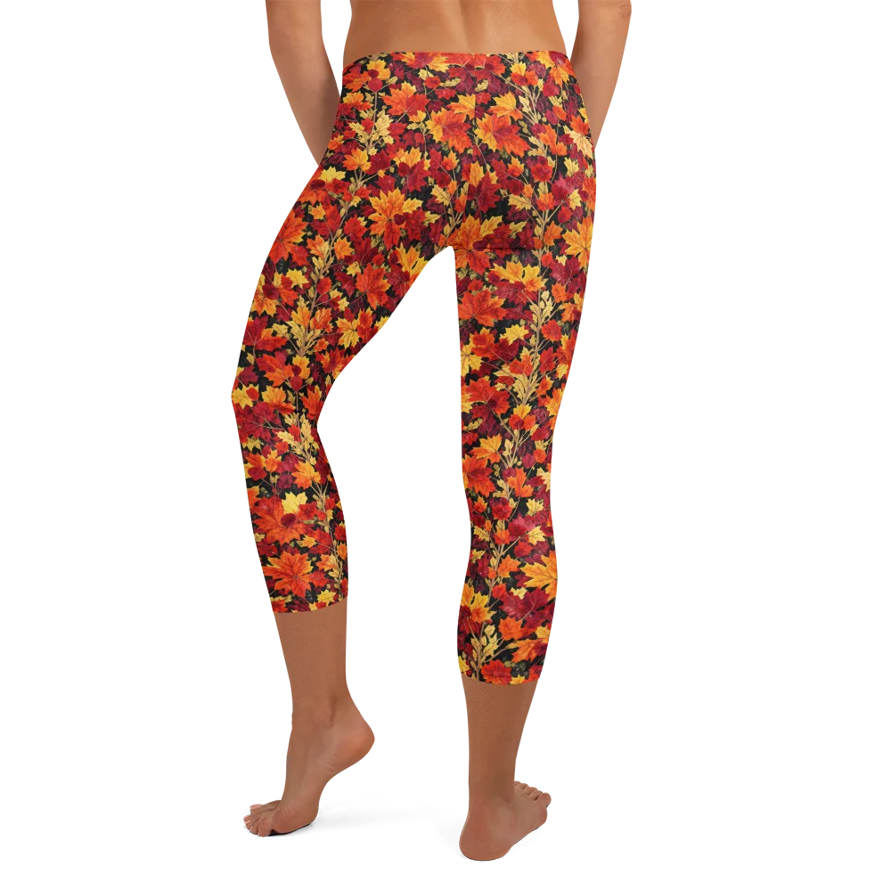 Crimson Harvest on Capri Leggings — Back