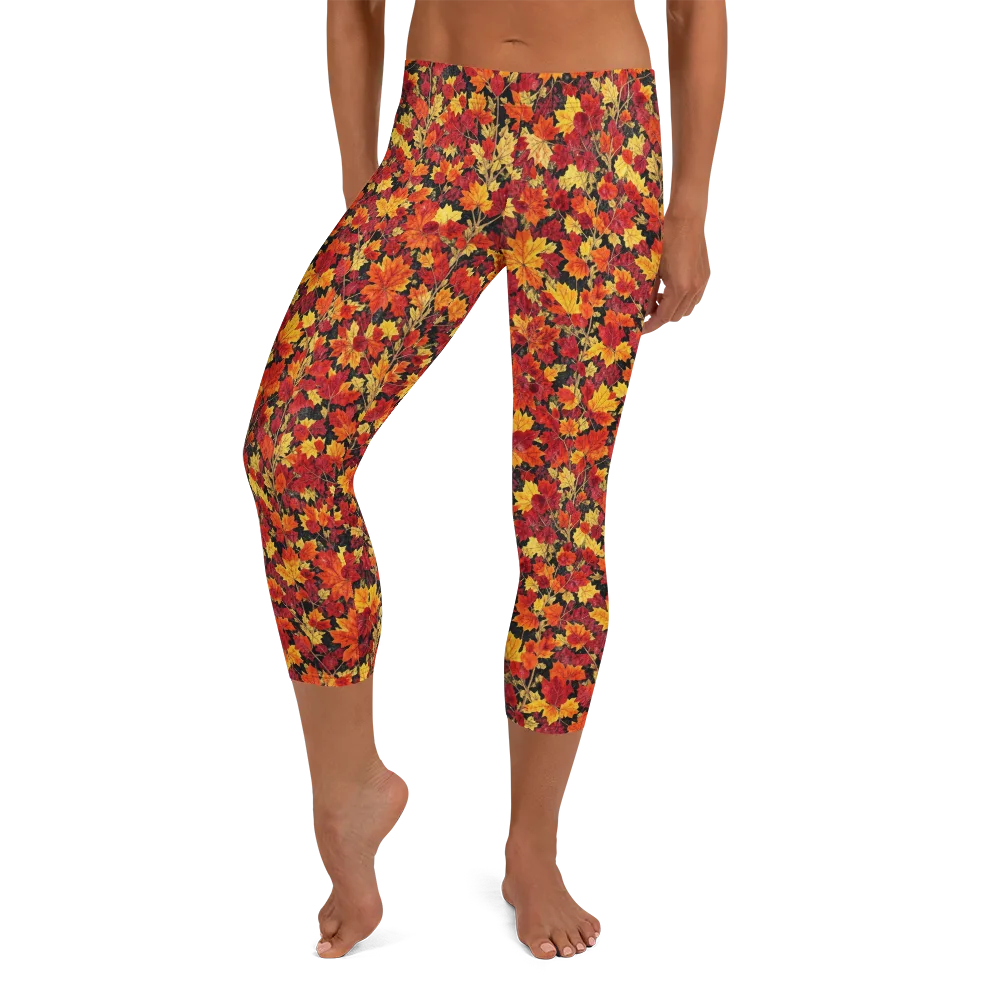 Crimson Harvest on Capri Leggings — Front
