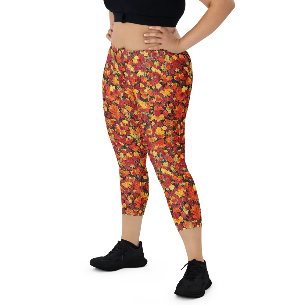 Crimson Harvest on Capri Leggings — Front