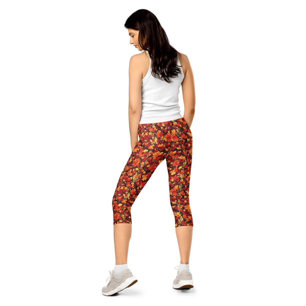 Crimson Harvest on Capri Leggings — Back