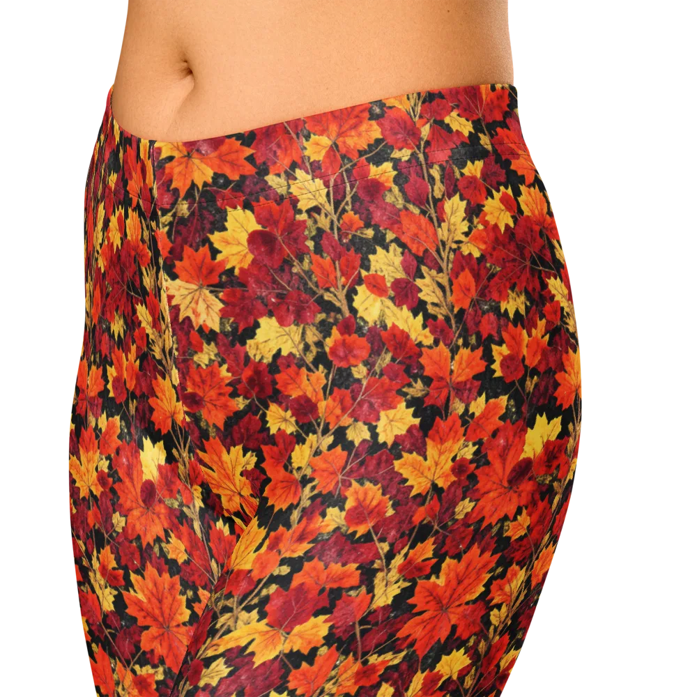 Crimson Harvest on Capri Leggings — Zoomed-in