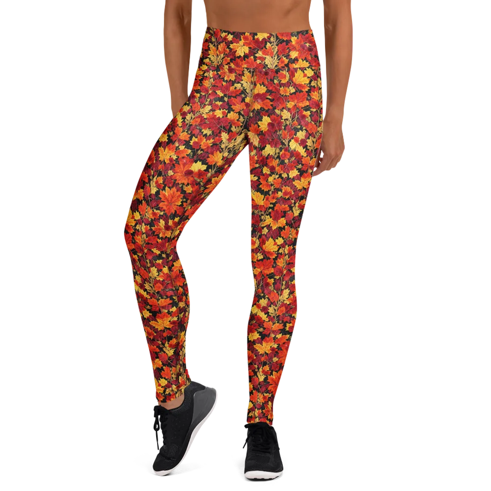 Crimson Harvest on Yoga Leggings — Front