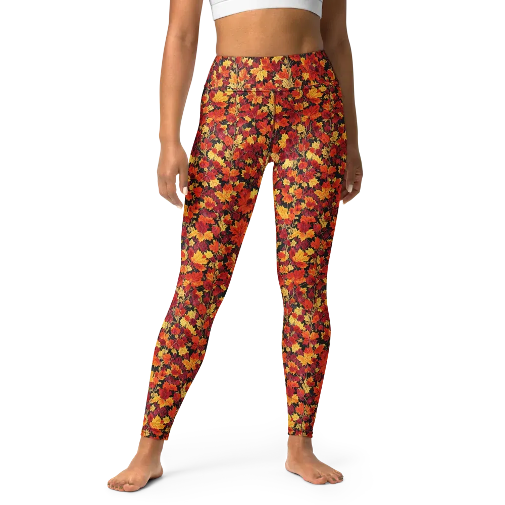 Crimson Harvest on Yoga Leggings — Front