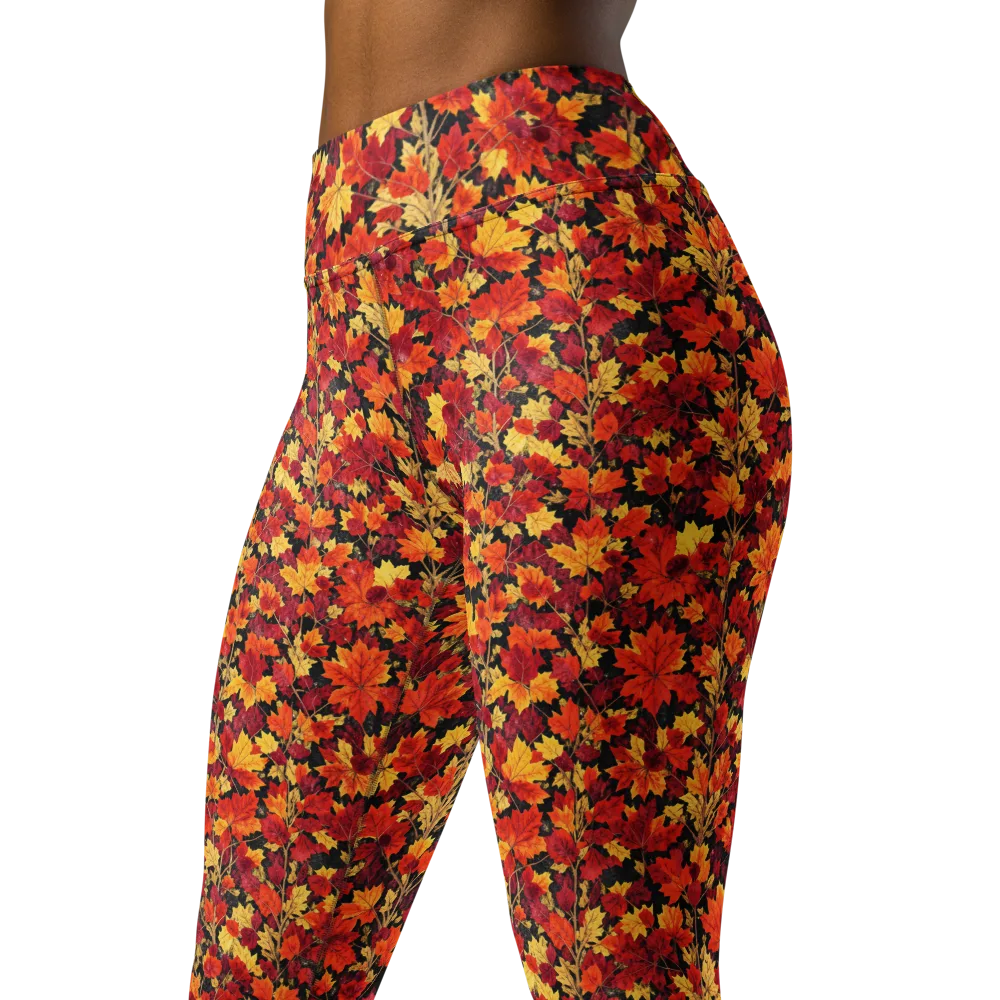 Crimson Harvest on Yoga Leggings — Left Front