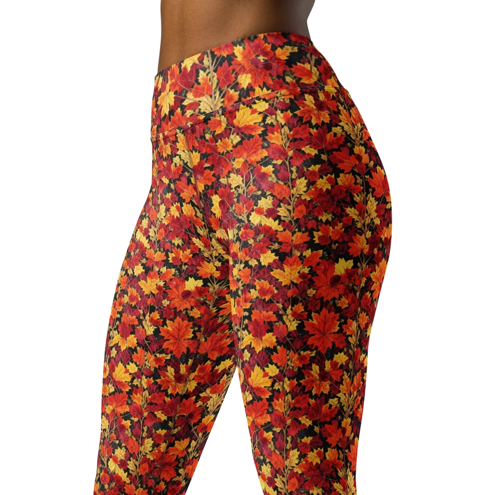 Crimson Harvest on Yoga Leggings — Left Front