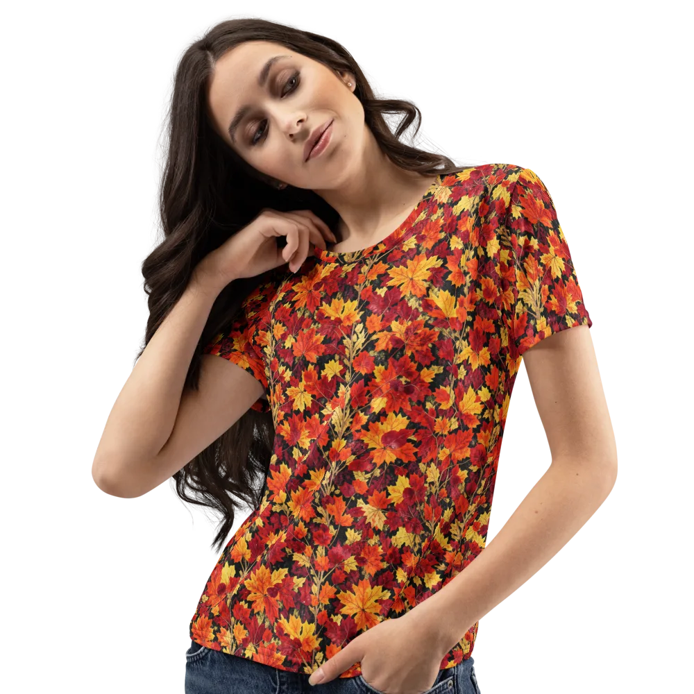 Crimson Harvest on Women's Crew Neck T-Shirt — Left Front
