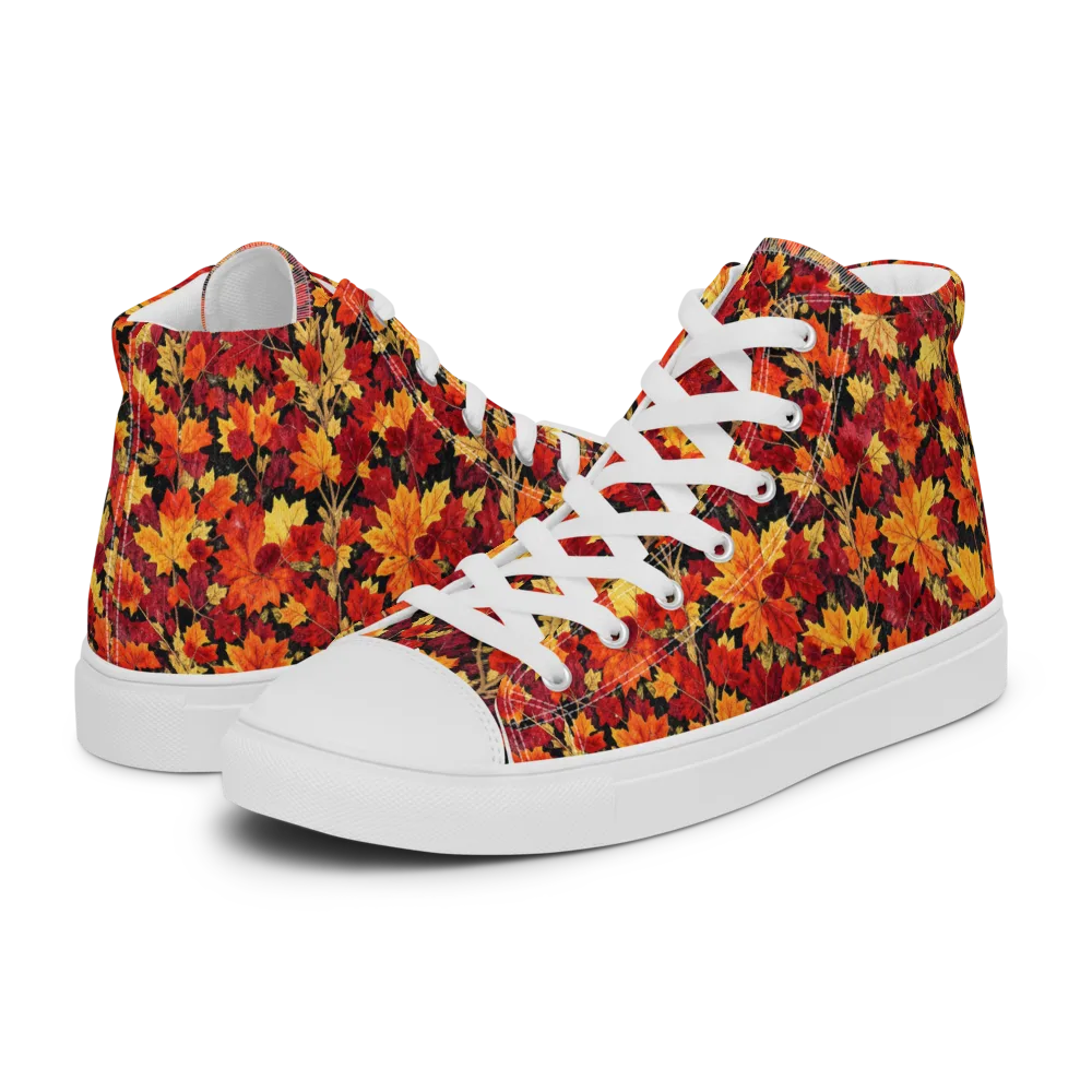 Crimson Harvest on Women's High Top Canvas Shoes — Left