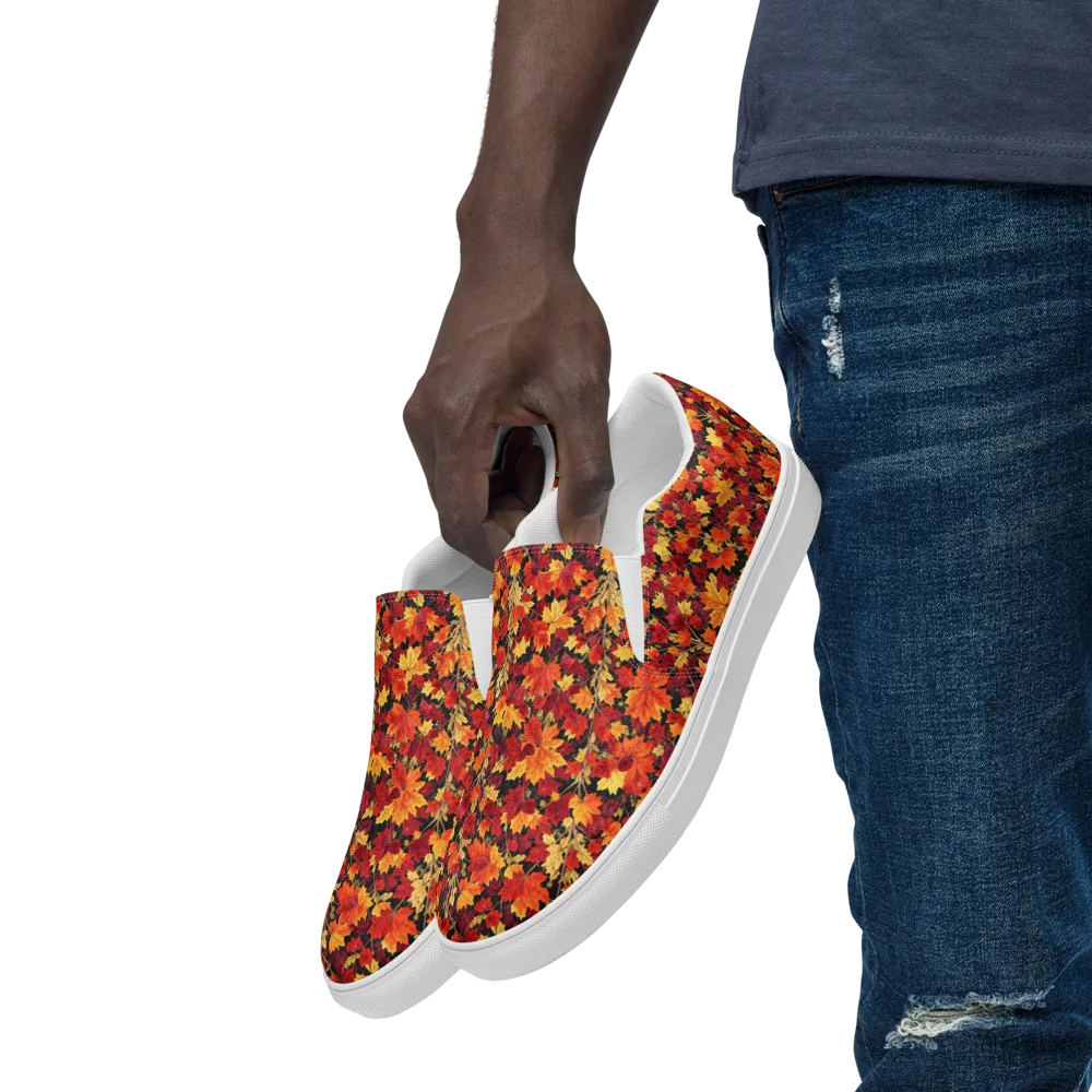 Crimson Harvest on Men's Slip-On Canvas Shoes — Left Front