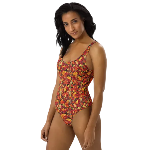 Crimson Harvest on a One-Piece Swimsuit