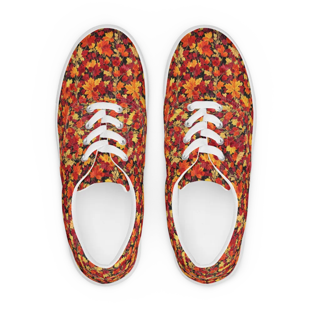 Crimson Harvest on Men's Lace-Up Canvas Shoes — Front