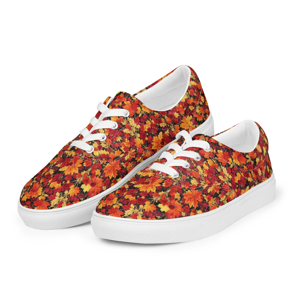 Crimson Harvest on Men's Lace-Up Canvas Shoes — Left Front