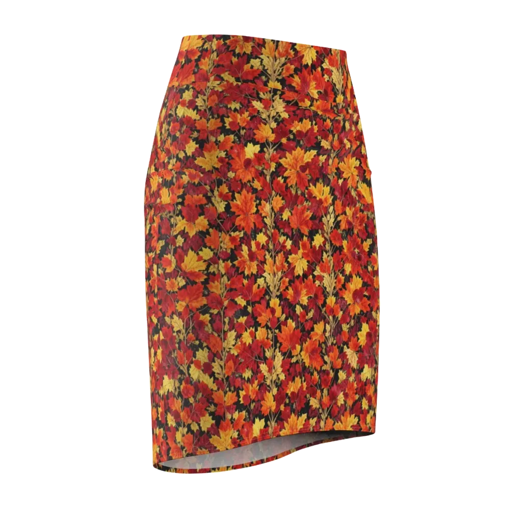 Crimson Harvest on Pencil Skirt — Front Side