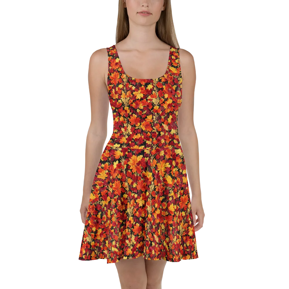 Crimson Harvest on Skater Dress — Front