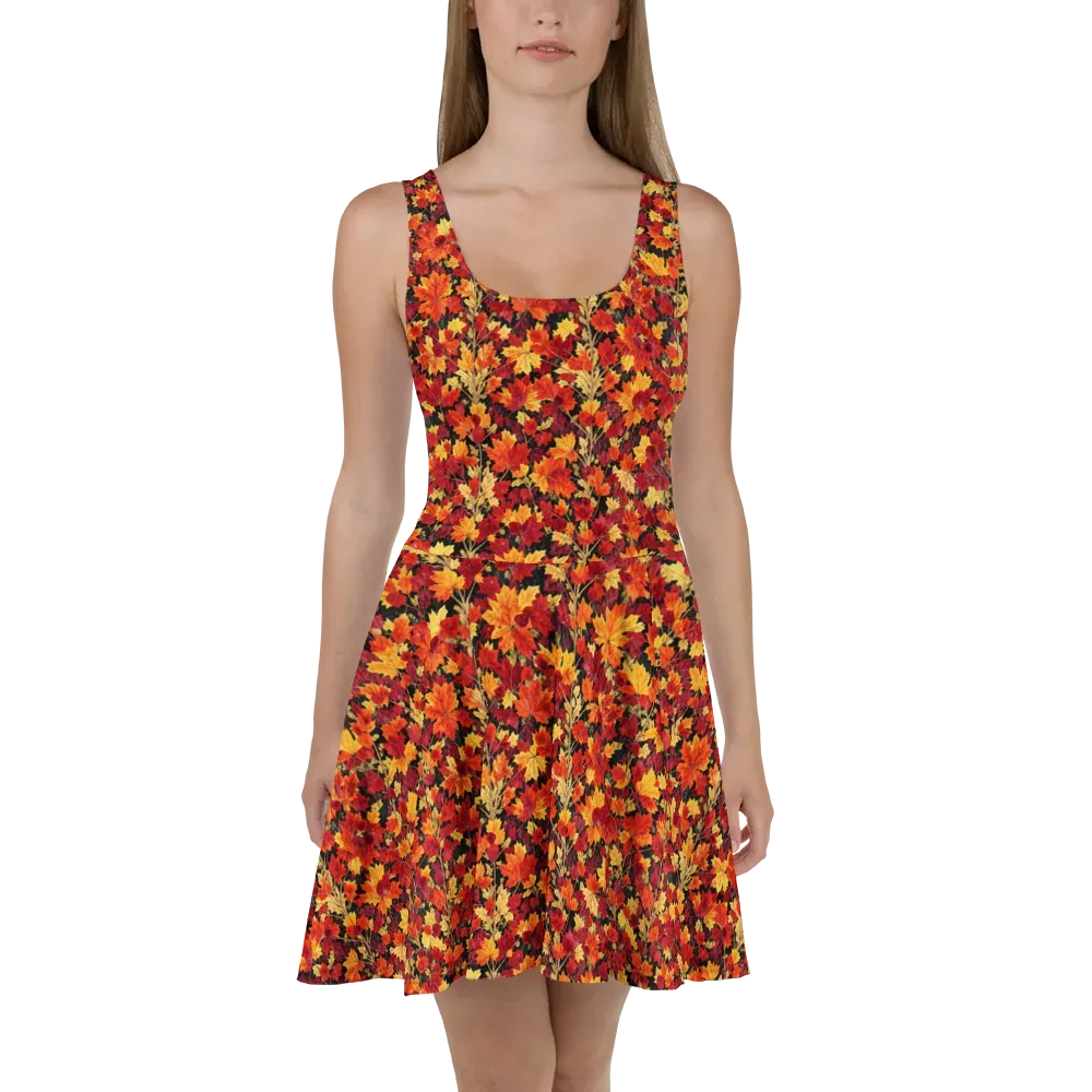 Crimson Harvest on Skater Dress — Front