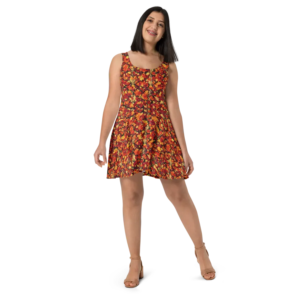 Crimson Harvest on Skater Dress — Front