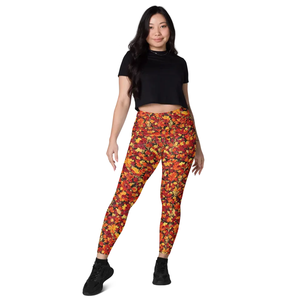 Crimson Harvest on Leggings with Pockets — Front