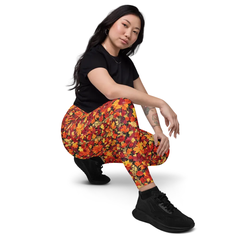 Crimson Harvest on Leggings with Pockets — Right Front