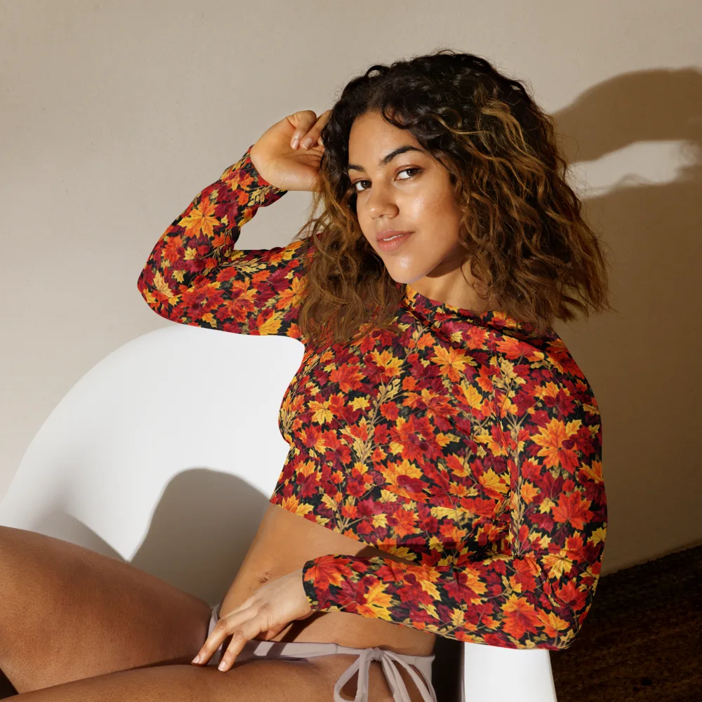 Crimson Harvest on Long Sleeve Crop Top — Left Front