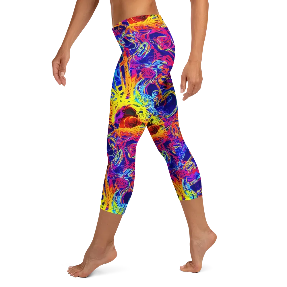 Firefly Frenzy on Capri Leggings — Left