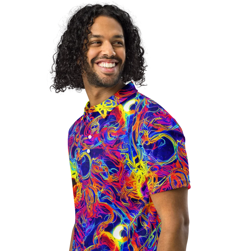Firefly Frenzy on Men's Slim Fit Polo Shirt — Left Front