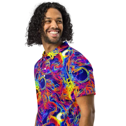 Firefly Frenzy on a Men's Slim Fit Polo Shirt