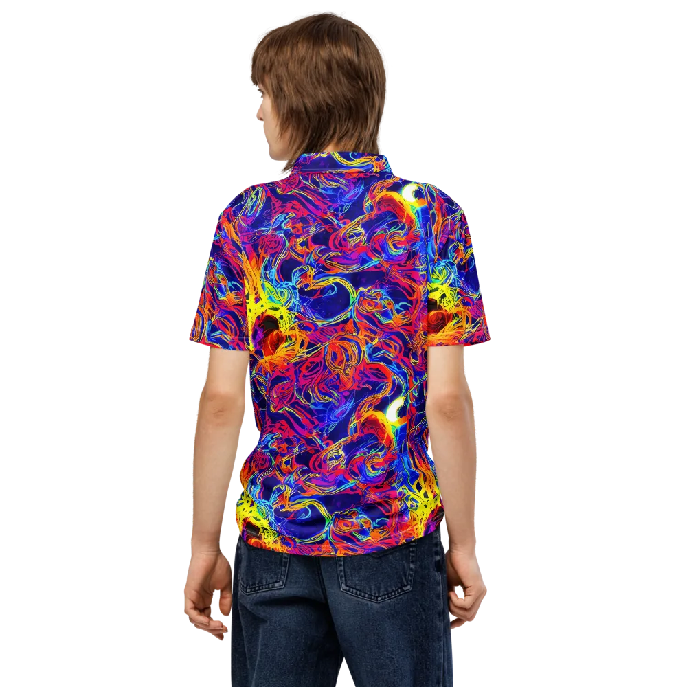 Firefly Frenzy on Men's Slim Fit Polo Shirt — Back