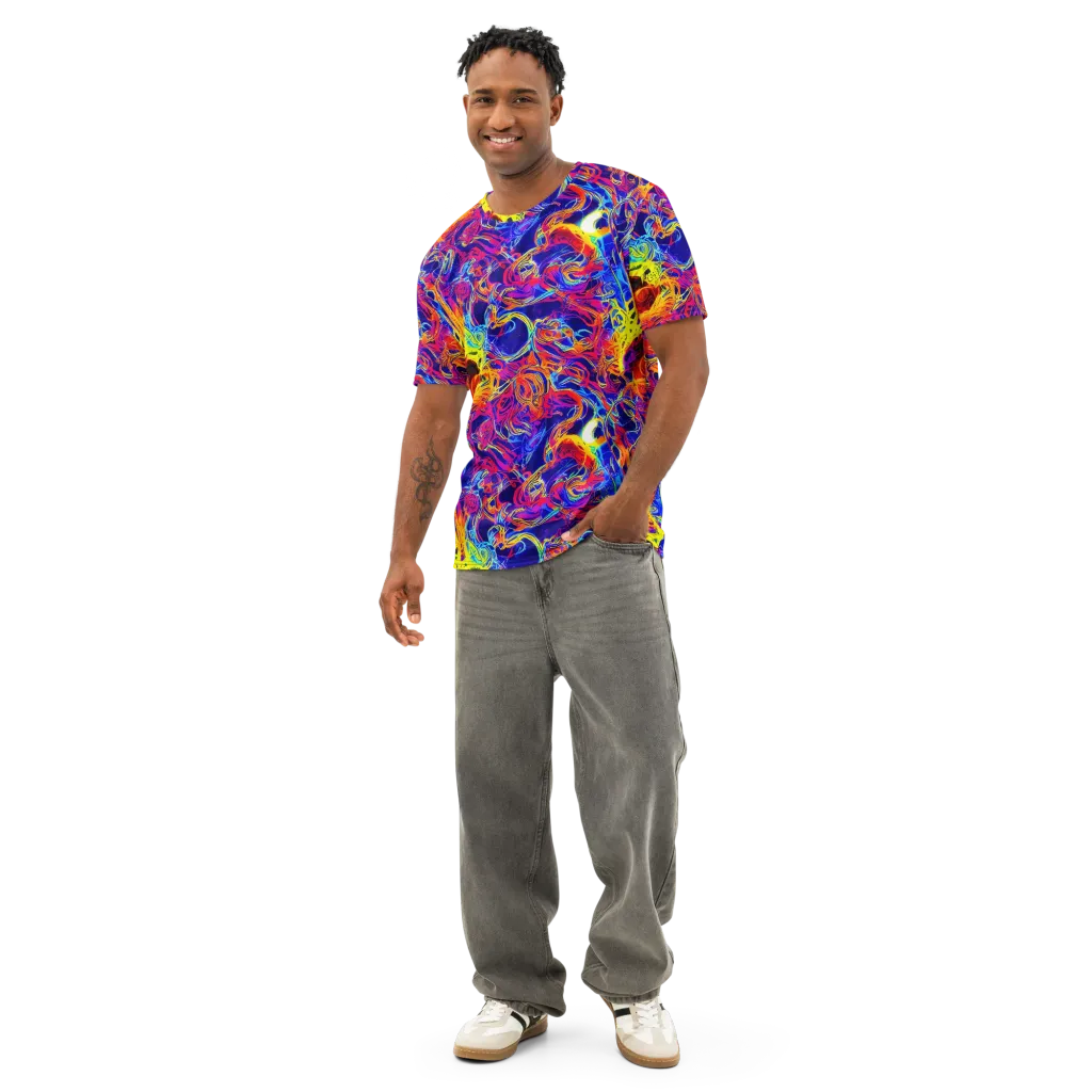 Firefly Frenzy on Men's Cotton Crew Neck T-Shirt — Front