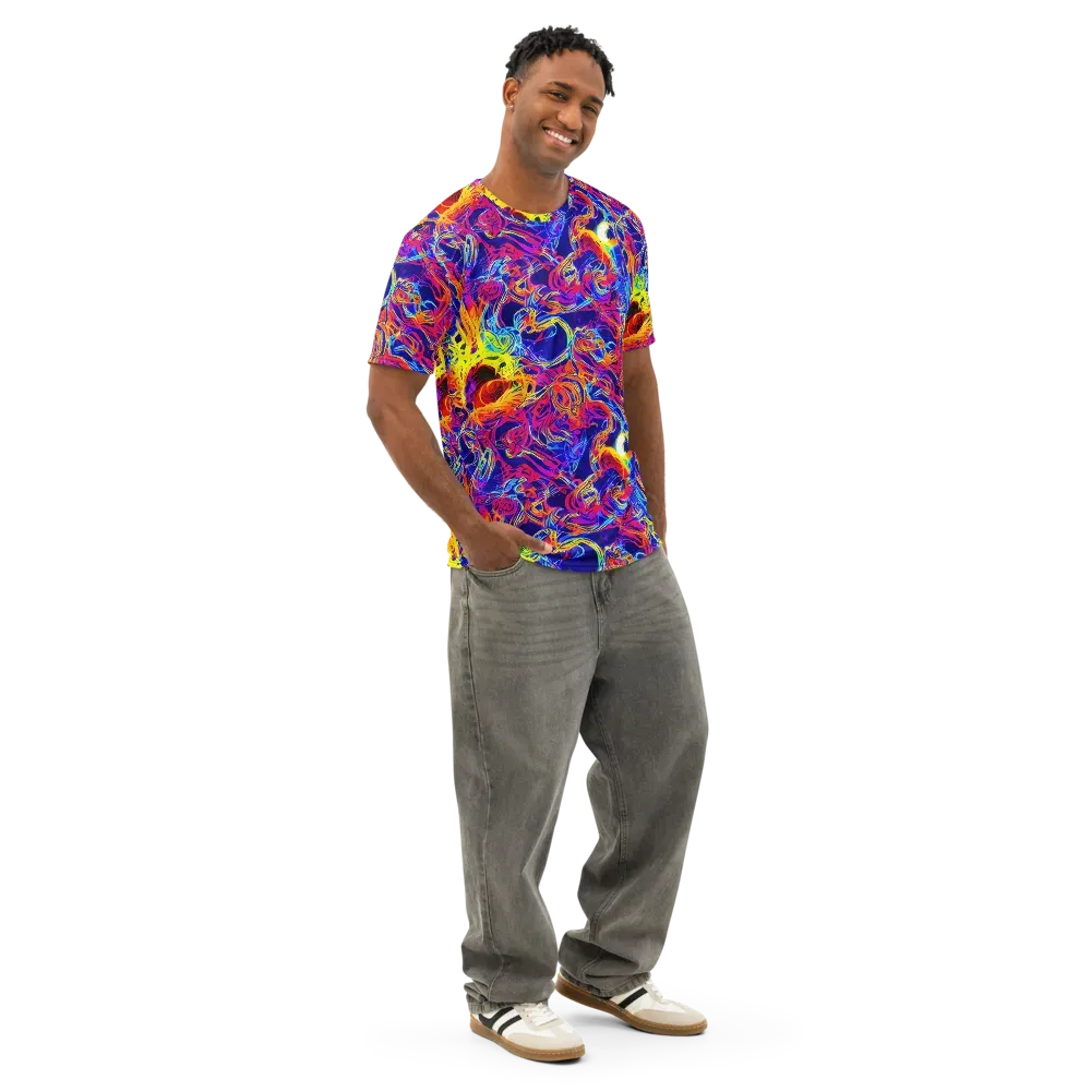 Firefly Frenzy on Men's Cotton Crew Neck T-Shirt — Right Front