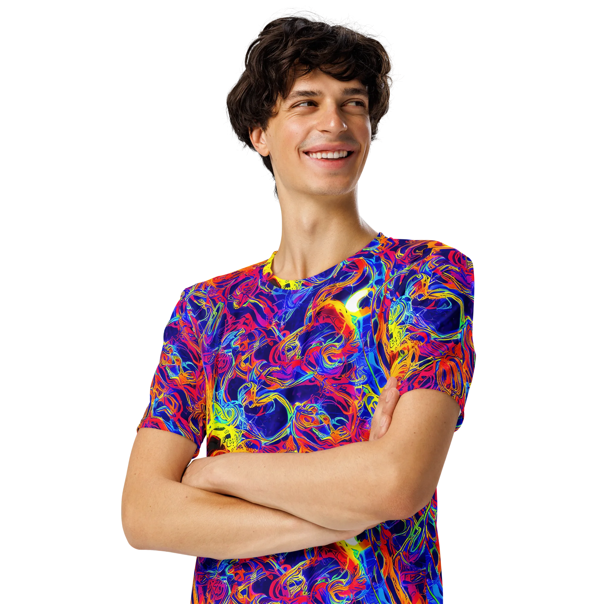 Firefly Frenzy on Men's Crew Neck T-Shirt — Left Front