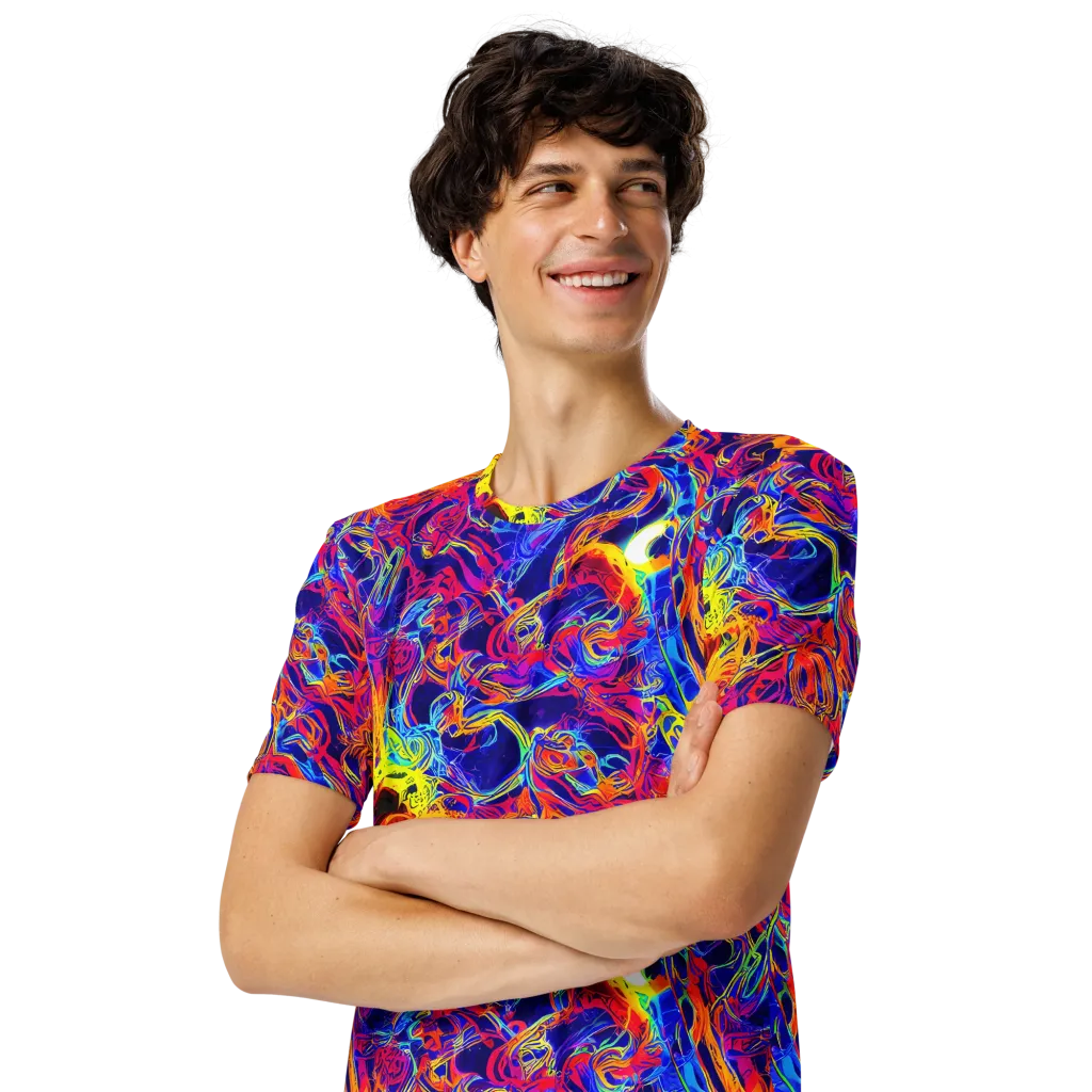 Firefly Frenzy on Men's Crew Neck T-Shirt — Left Front