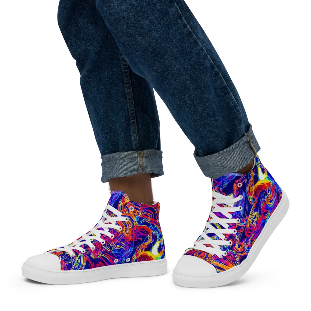 Firefly Frenzy on Men's High Top Canvas Shoes — Left
