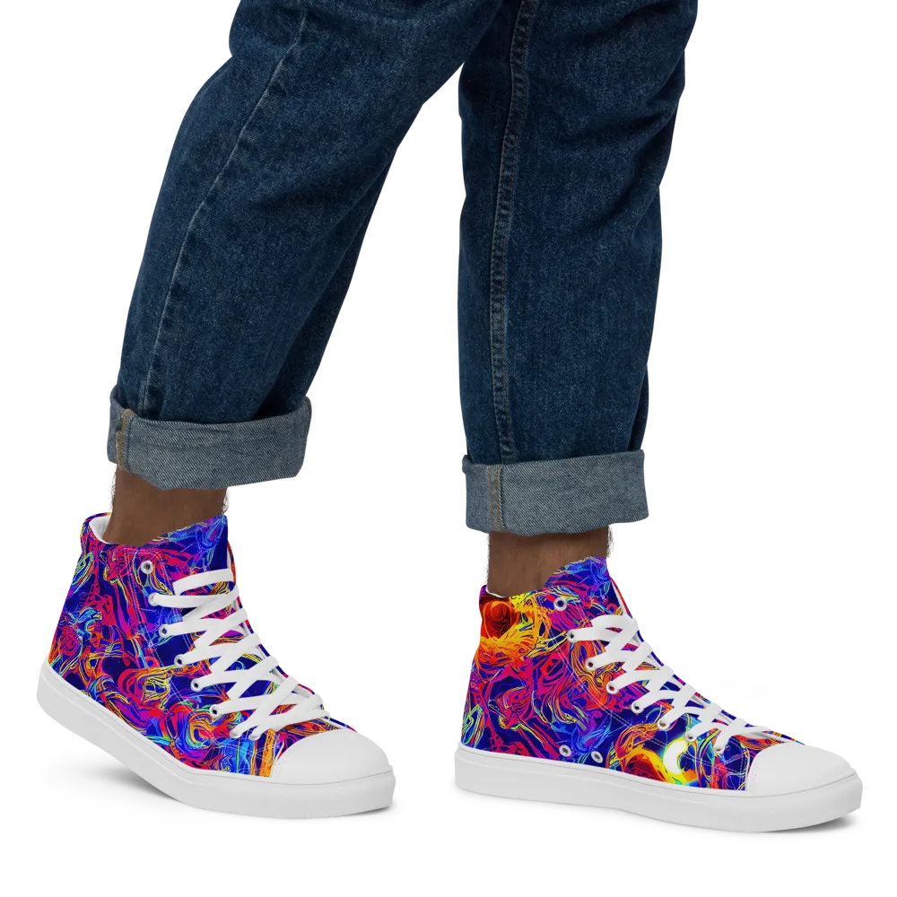 Firefly Frenzy on Men's High Top Canvas Shoes — Right