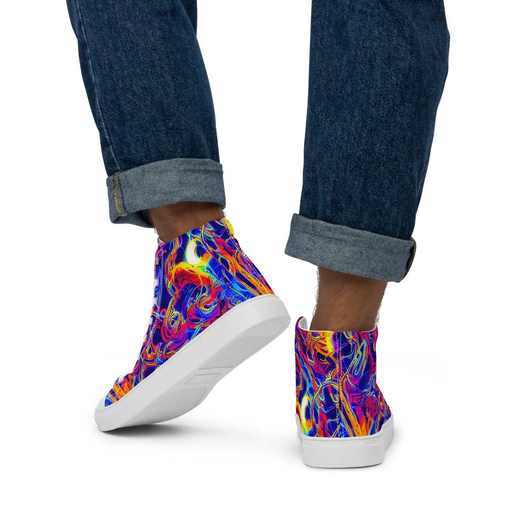 Firefly Frenzy on Men's High Top Canvas Shoes — Back