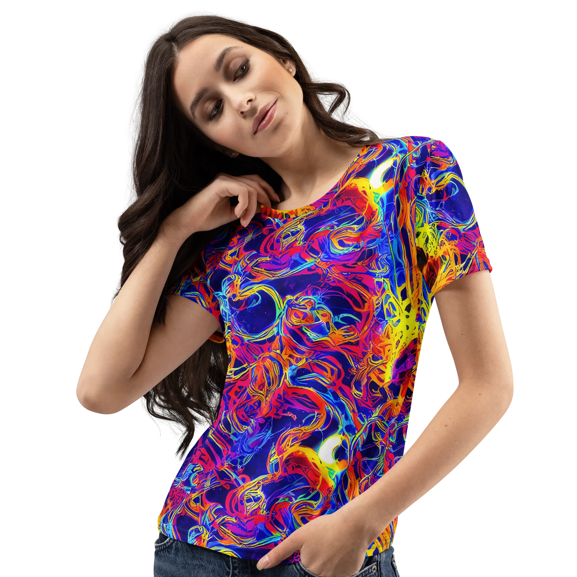 Firefly Frenzy on Women's Crew Neck T-Shirt — Left Front