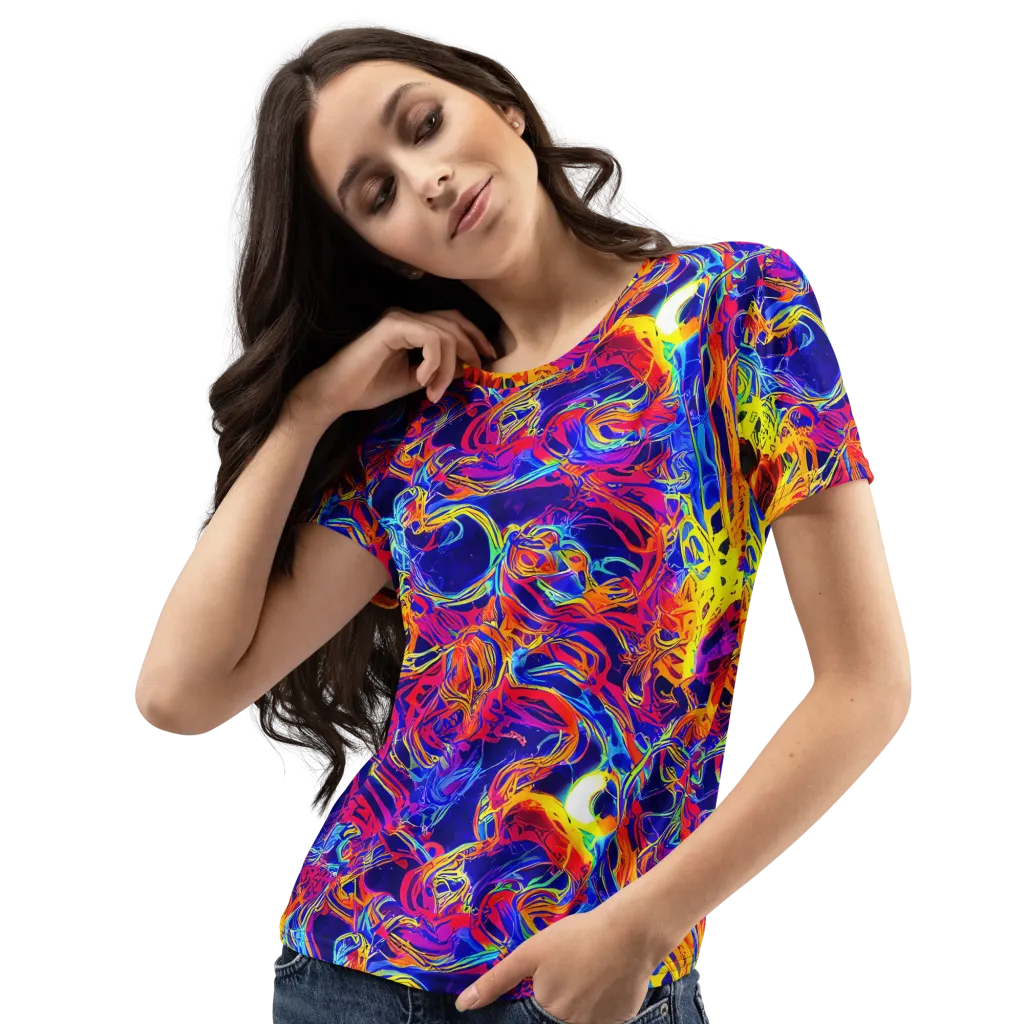 Firefly Frenzy on Women's Crew Neck T-Shirt — Left Front