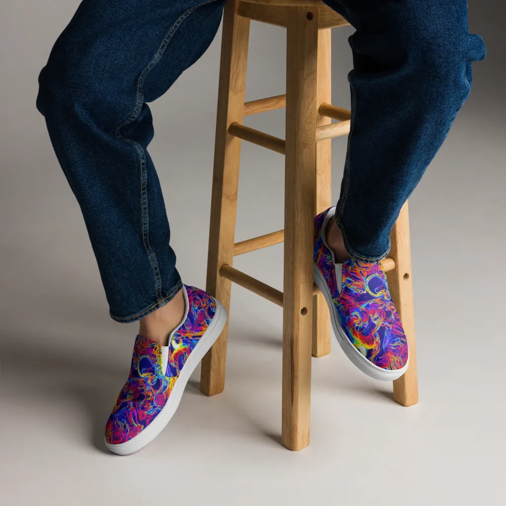 Firefly Frenzy on Men's Slip-On Canvas Shoes — Front