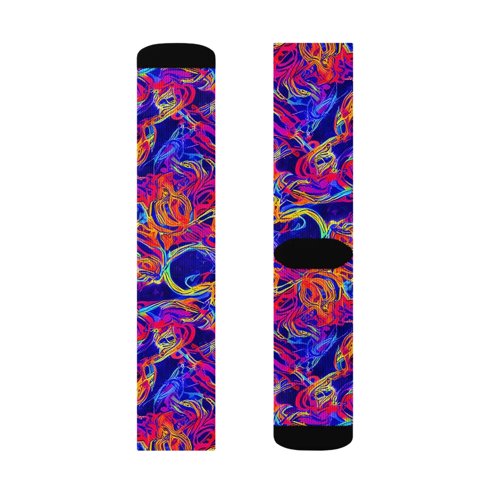 Firefly Frenzy on Socks — Right Sock
