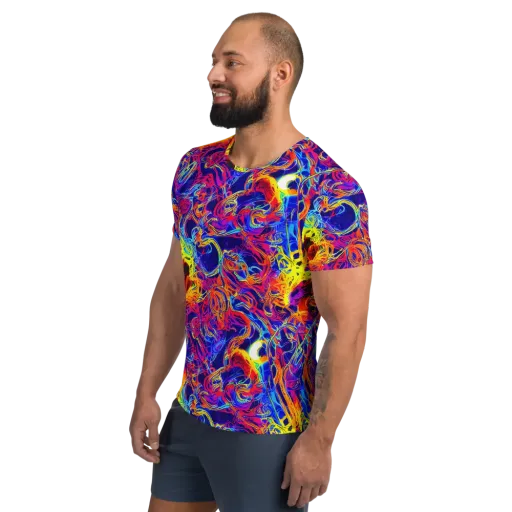 Firefly Frenzy on a Men's Athletic T-Shirt