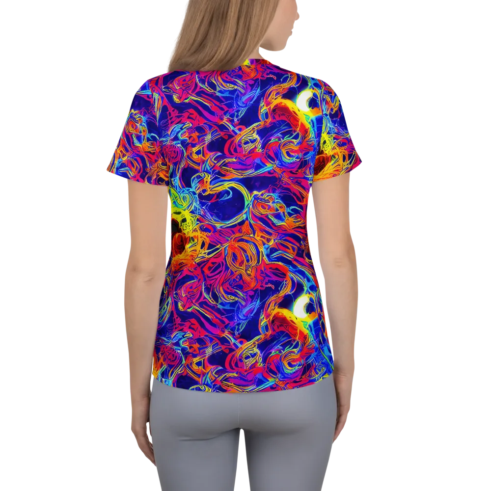 Firefly Frenzy on Women's Athletic T-Shirt — Back