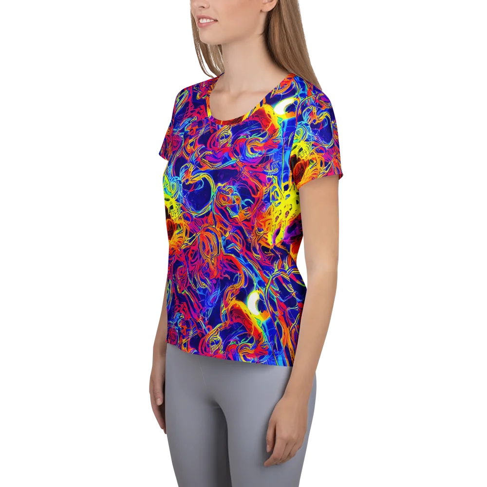 Firefly Frenzy on Women's Athletic T-Shirt — Left