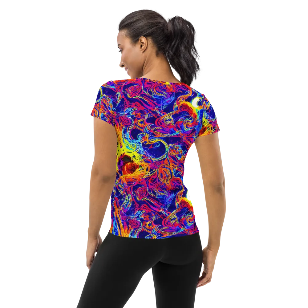 Firefly Frenzy on Women's Athletic T-Shirt — Back